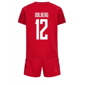 Danmark Kasper Dolberg #12 Hemmakläder Barn VM 2022 Kortärmad (+ Korta byxor)